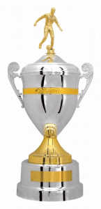 Taça prateada e dourada c/ alça Ref. 700182 - Alt. 74 cm