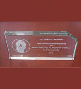 Vidro - Troféu Personalizado - Jateado em Polido
