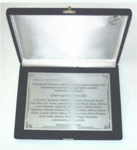 Estojos - Placa de Homenagem em Aço em Estojo Luxo