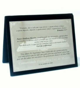 Estojos - Placa de Homenagem em Aço em Estojo Envelope